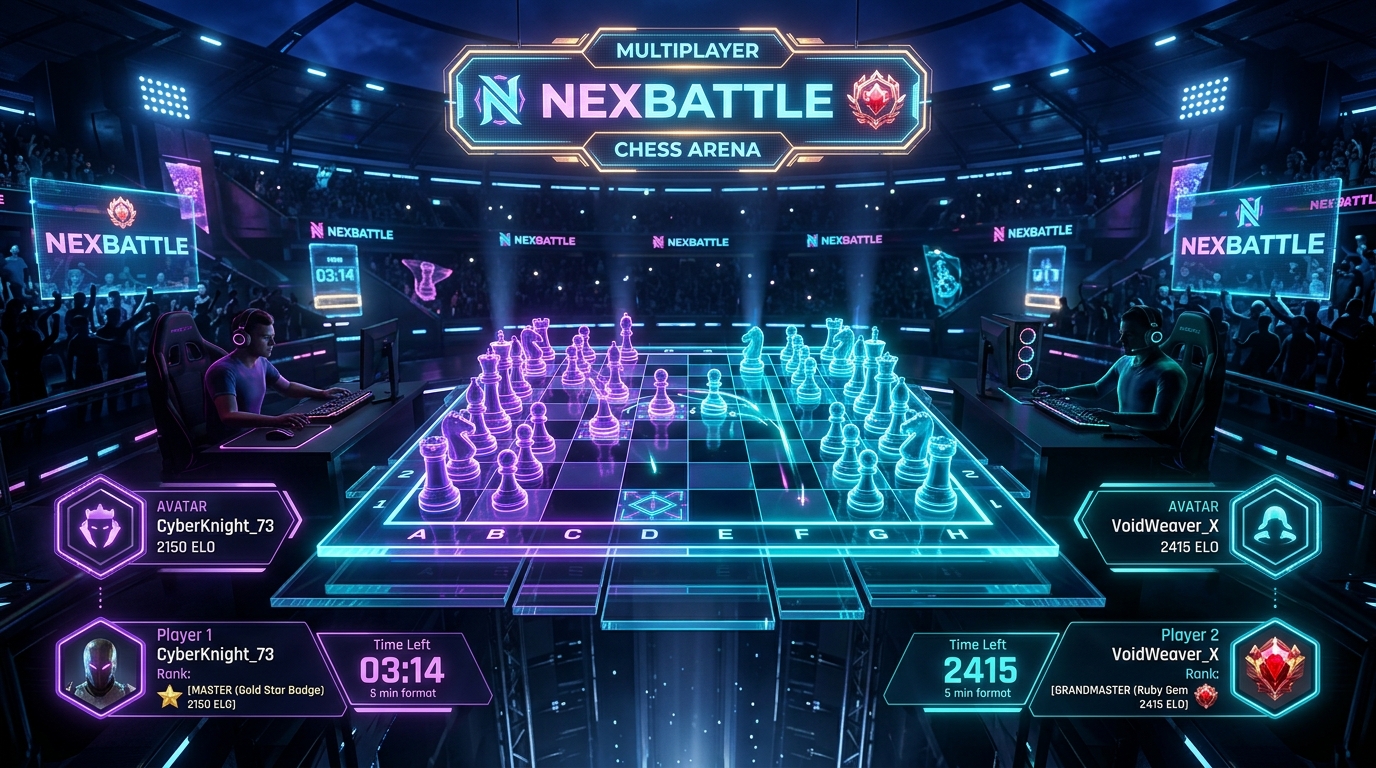 NexBattle Arena - Realtime Multiplayer Esports Chess & Strategy
